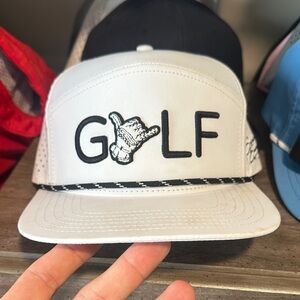 White Golf Cap with Black Embroidery